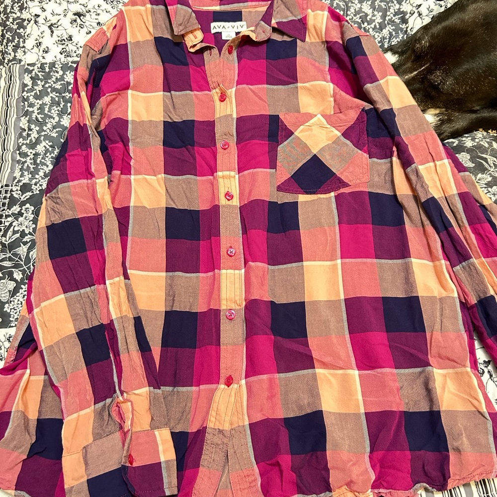 Ava & Vic women’s plus 2x flannel shirt